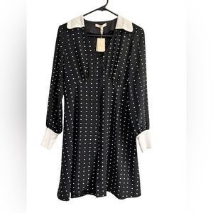 Black Maje Dress with white polka dots in size 38